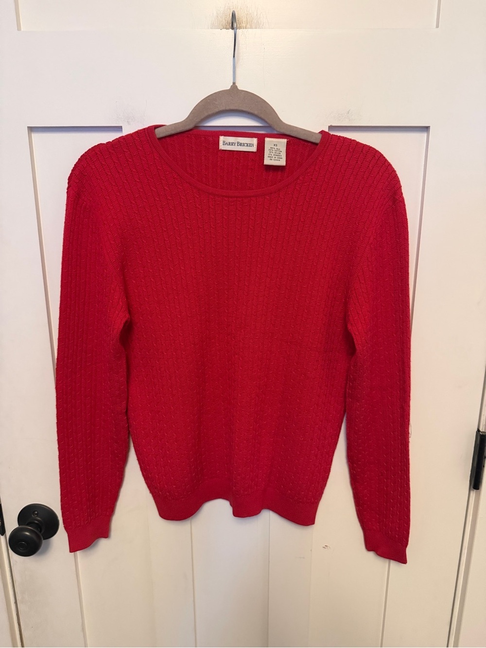 Barry Bricken Red Sweater Silk Blend Size XS ribbed-knit crewneck Vintage